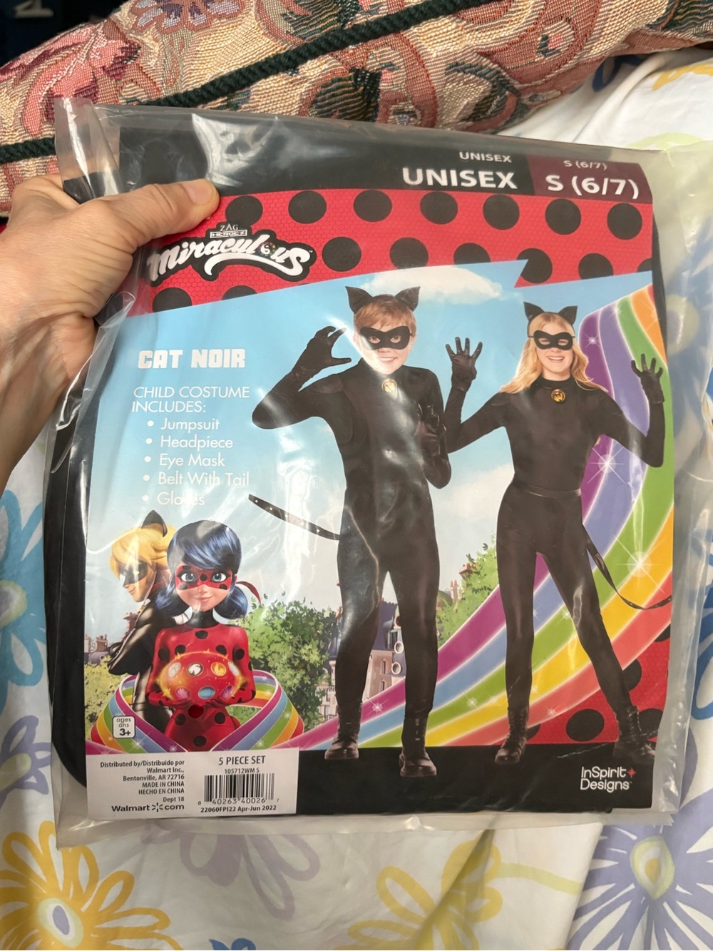 Cat Noir Kids Black Jumpsuit Costume - Unisex nwt S 6/7 complete